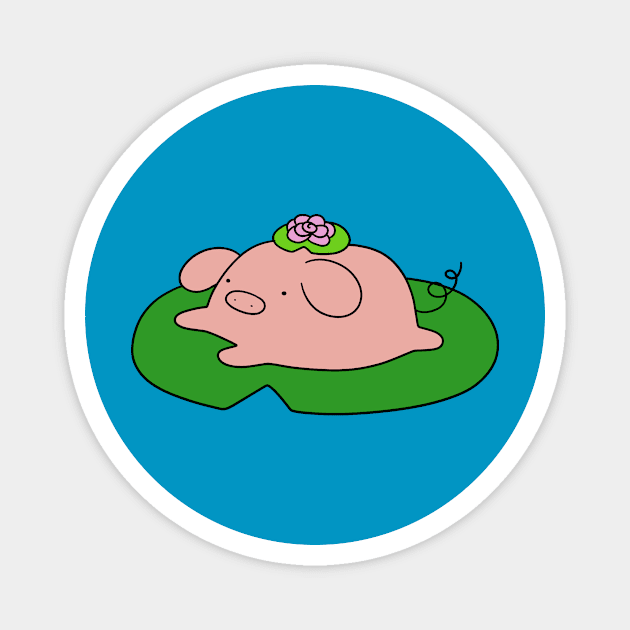 Lilypad Pig Magnet by saradaboru